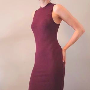 Burgundy Knee Length Dress
